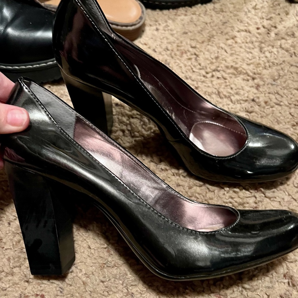 Calvin Klein black patent leather heels